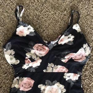 Black floral mini dress